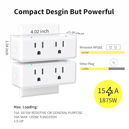 Minoston 800 Series Zwave Dual Outlet Plug, On/Off Z-Wave Repeater Switch - Image 6