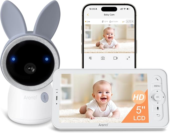ARENTI 4MP Baby Monitor with Camera and Audio, 5G WiFi 5" Split Screen by ArentiIntelligence