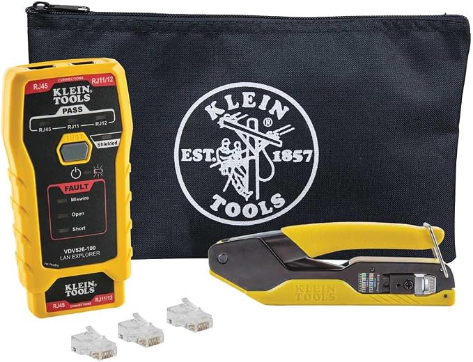Klein Tools VDV026-813 RJ45 Ethernet Cable Tester and Crimper Kit, Pass-Thru by KleinTools