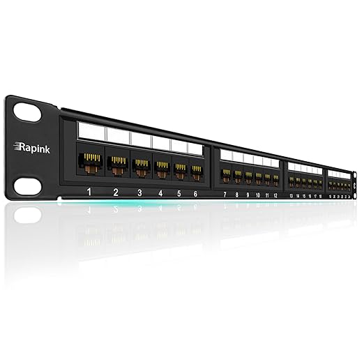 Rapink Patch Panel 24 Port Cat6 10G Support, Network Panel UTP 19-Inch by Rapink