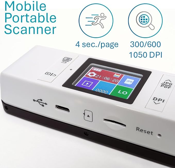 IRIScan Book 7 White Portable Wireless Handheld Scanner, 1050 DPI Document and - Image 2