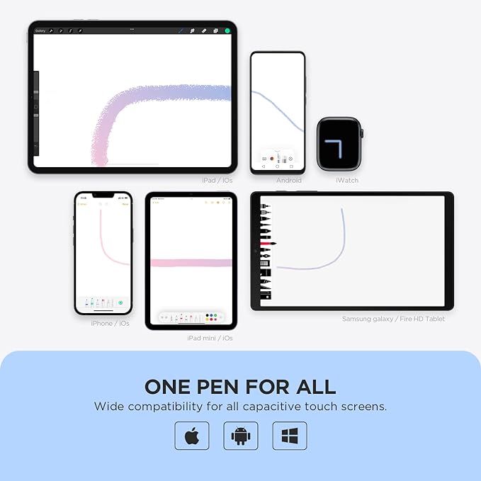 Stylus Pen for Touch Screens, Disc Tip & Magnet Cap Styli Pencil Compatible - Image 2