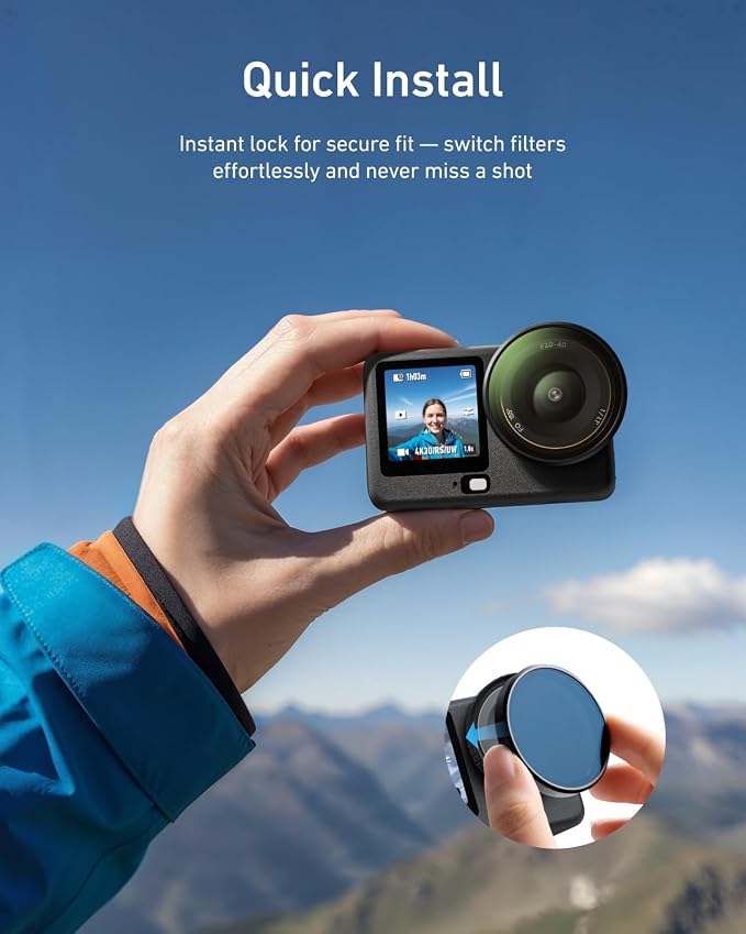 TELESIN CPL Filter for DJI Osmo Action 6, Snap-On Circular Polarizer Lens Filter - Image 5