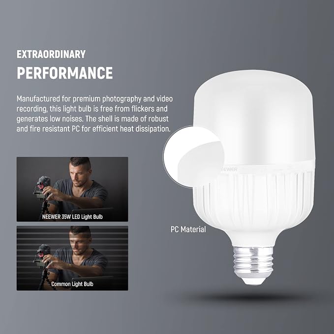 NEEWER E26 35W LED Light Bulbs, 2 Packs, 3150 Lumens/5700K/CRI 93+/15000h - Image 8
