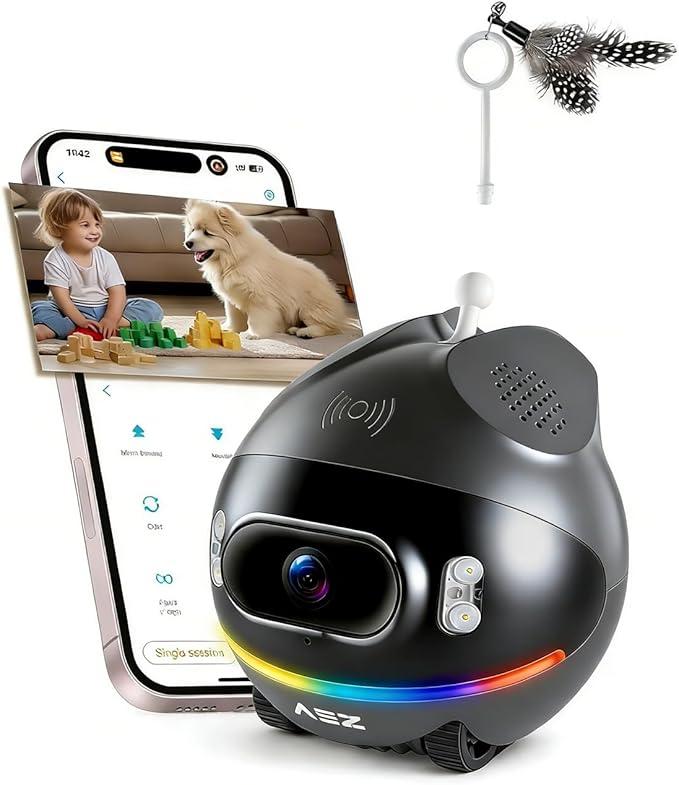 AEZ Robot Camera on Wheels 1080P Dual Lens, Indoor Movable Security Camera by AEZ