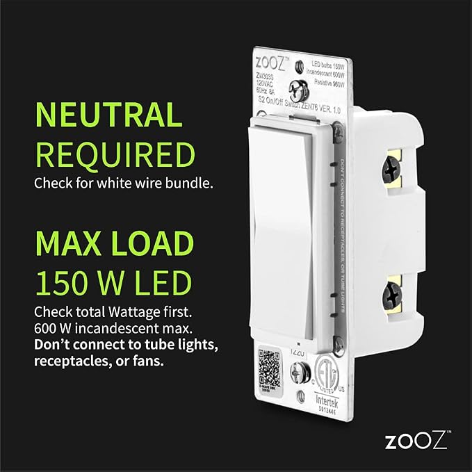 Zooz 800 Series Z-Wave Long Range S2 On Off Switch ZEN76 800LR - Image 2