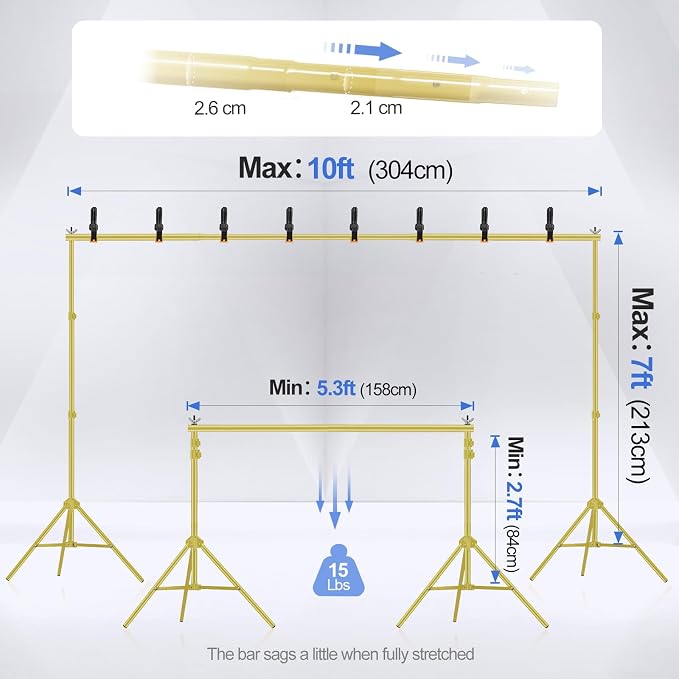EMART Backdrop Stand 10x7ft Photo Studio Adjustable Background Stand Support kit - Image 2