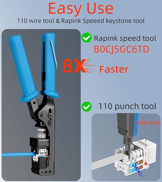 Rapink RJ45 Keystone Jack Cat6 10G Support, Keystone Jacks UTP 25 Pack - Image 4