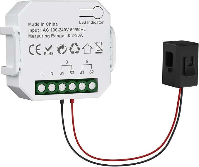 eMylo 1-Channel WiFi Power Meter 80A Smart Energy Monitor, Clamp-on Ammeter by Yasorn