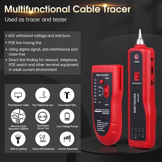 Cable Tracer Ethernet Network Cable Tester RJ45 RJ11 - Image 3