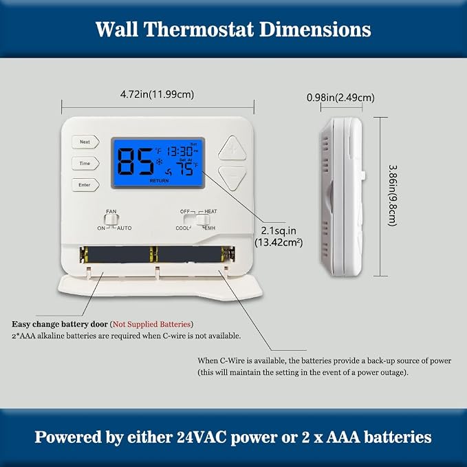 Thermostat for Heat Pump, NonProgrammable Thermostat for House, Conventional - Image 4