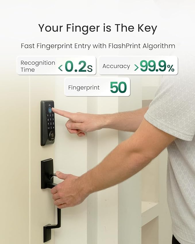 DESLOC Smart Lock D110 Plus, WiFi Fingerprint Smart Front Door Lock - Image 4