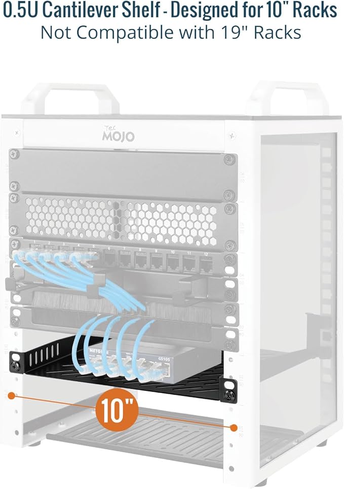Tecmojo 2 Pack 0.5U Rack Mount Shelf - Image 3