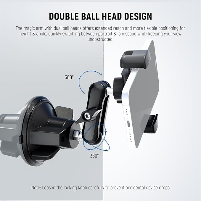 NEEWER Phone Holder for Your Car, 360° Rotating Vacuum Suction Cup Metal Cell - Image 3