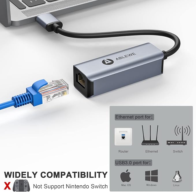 Vilcome USB 3.0 to 100/1000 Gigabit Ethernet LAN Network Adapter, Driver Free - Image 4