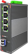 5-Port Industrial PoE Gigabit Din Rail Ethernet Switch, 4 x Gigabit PoE+ Ports by lynxcel