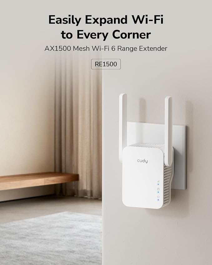 Cudy RE1500 AX1500 WiFi 6 Range Extender Dual Band 2.4G 5G Wireless Booster - Image 2