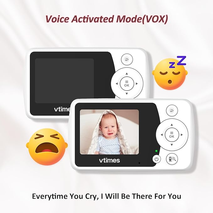 VTimes Baby Monitor with Camera and Audio, No WiFi, 2.4" LCD Screen, Two-Way - Image 5