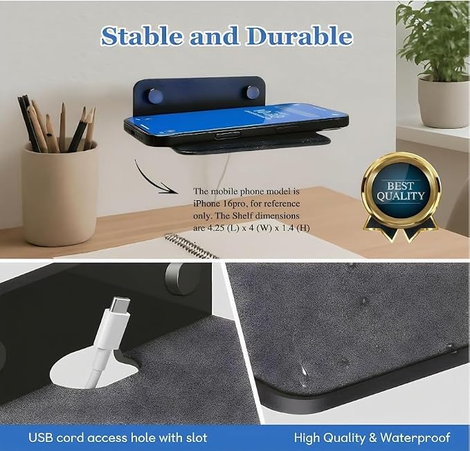 WISDING Small Floating Shelves, 4.25" Wall Metal Speaker Mount Shelves - Image 2