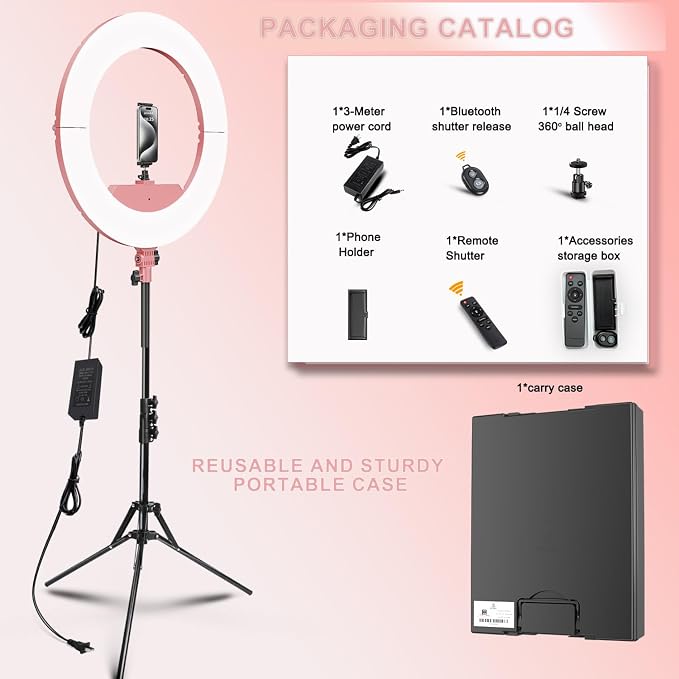 Ring Light 18 INCH Kit, 55W6700k Dimmable LED Light, Tripod Stand, Remote - Image 3