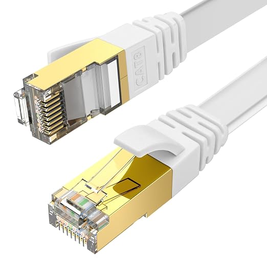 Ercielook CAT8 Ethernet Cable 100 ft High Speed, Shielded Flat Internet Cable by Ercielook