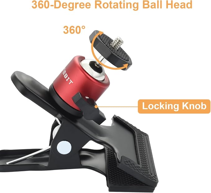 UTEBIT Camera Clamp Mount Tripod Camera Clip 360 Degree Swivel Webcam Mount - Image 4