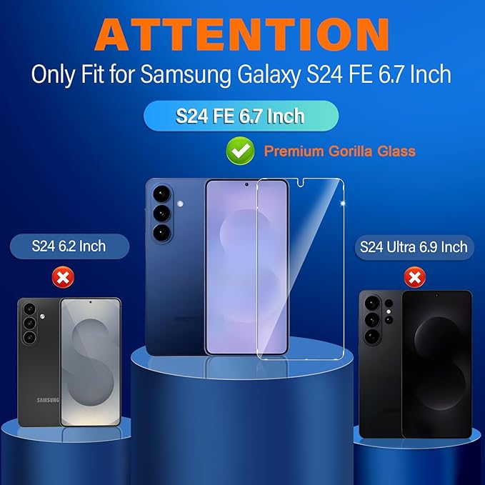 firtstnow 3 Pack for Samsung Galaxy S24 FE Screen Protector Tempered Glass + 3 - Image 2