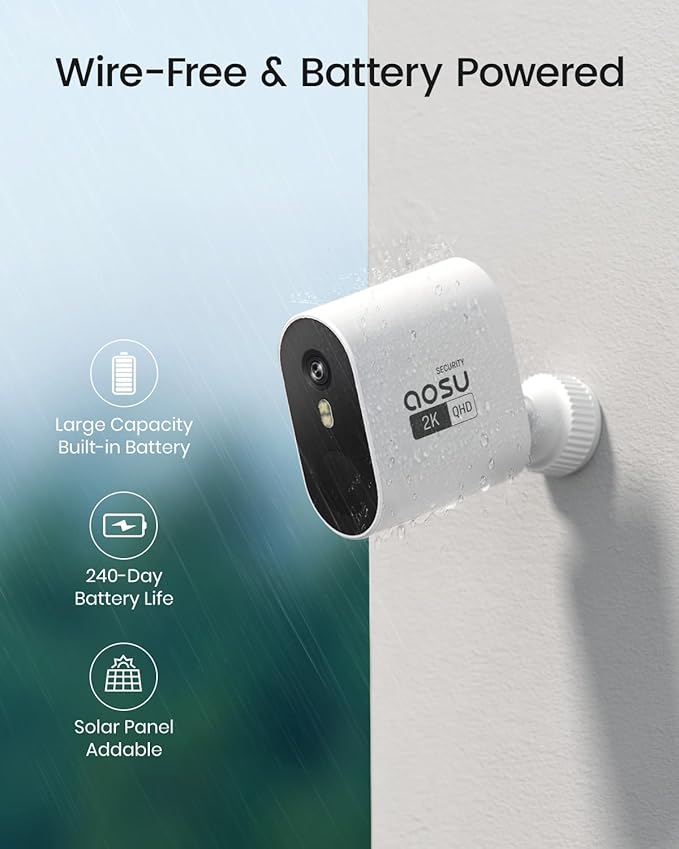 aosu Security Cameras Wireless Outdoor Home System, True 2K HD Night Vision - Image 4