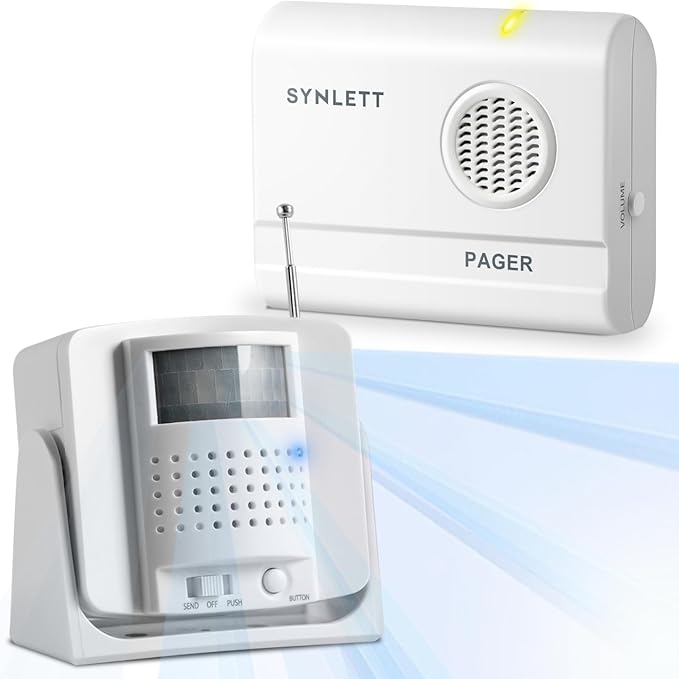 Bed Alarm Caregiver Pager with Wireless Motion Sensor Alarm Indoor Fall by SYNLETT