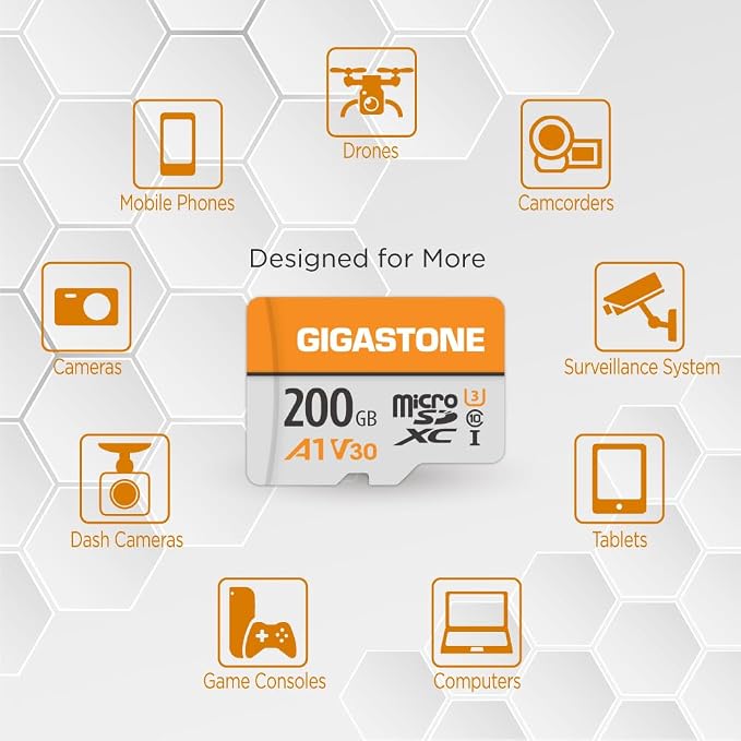 GIGASTONE 200GB Micro SD Card, A1 V30, 4K Video Recording, Compatible - Image 3