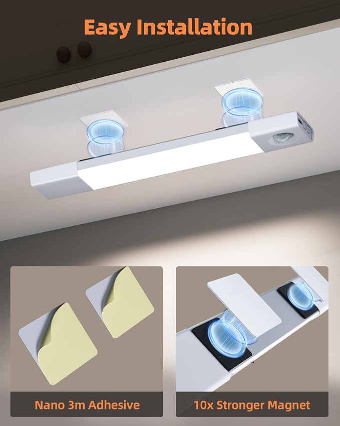 EZVALO 3 Pack 8” Motion Sensor Light Indoor Rechargeable, Stick on Under - Image 7