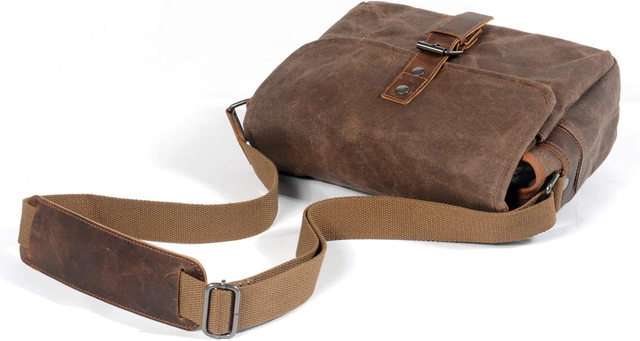SLR Camera Bag, Waterproof Wax Canvas Bag Vintage Camera Case Messenger Bag - Image 4