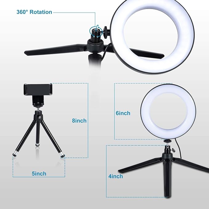 LED Ring Light 6" with Tripod Stand - Image 3