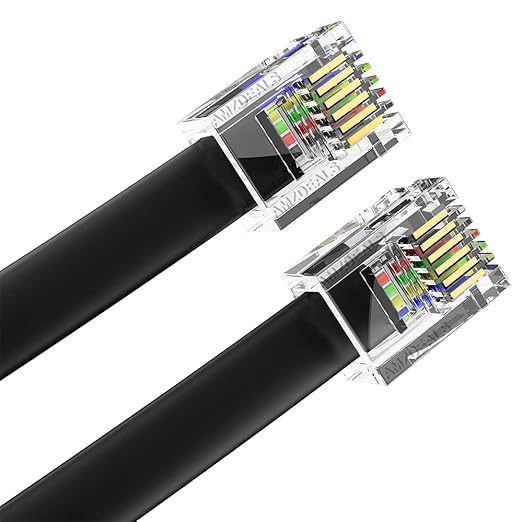 AmzDeals 2-Pack 3 Feet Black RJ12 6P6C Reverse Wired Cable, Pro Grade Voice by AMZDEALS