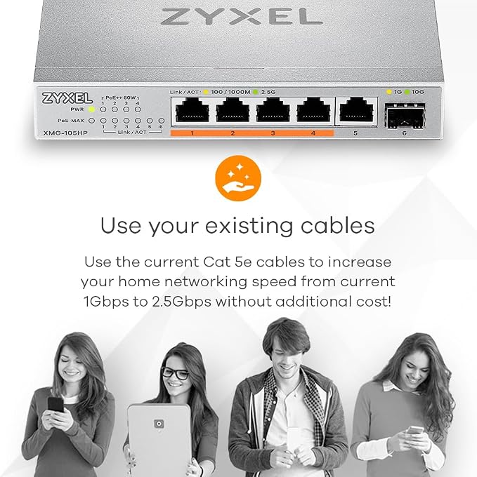 Zyxel 5 Port Network Switch | 2.5Gb Multi Gigabit Switch | Unmanaged | 5X 2.5G - Image 4