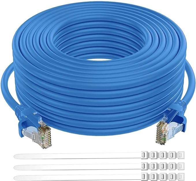 Adoreen Cat 6 Ethernet Cable 200 Ft-Blue, Outdoor & Indoor Snagless Long Round by Adoreen