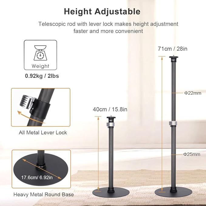 Koolehaoda Carbon Fiber Desktop Monopod Stand, - Image 3