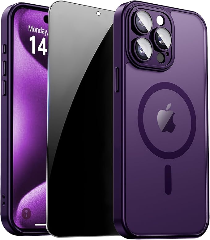 for iPhone 15 Pro Case with Privacy Screen Protector and Camera Protection by ZOZDOKG