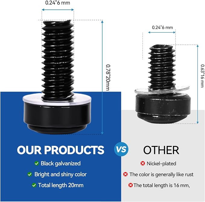 120-Pack M6 x 20mm Rack Mount Screws and Cage Nuts - Image 3