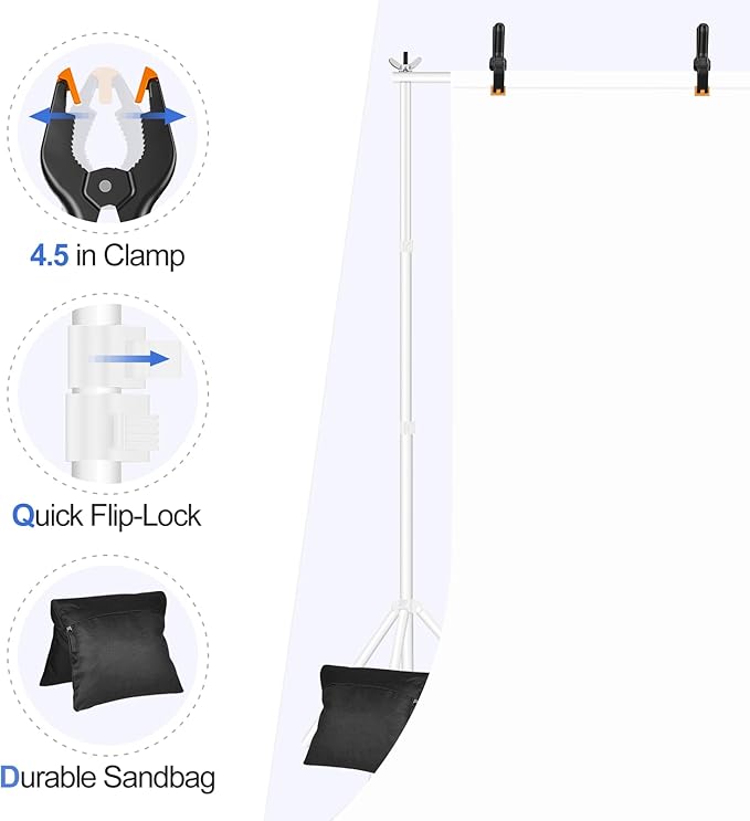 EMART Backdrop Stand 10x7ft Photo Studio Adjustable Background Stand Support kit - Image 5