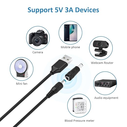 Powseed 5V Universal DC Power Cable, USB to DC Charging Cord - Image 3