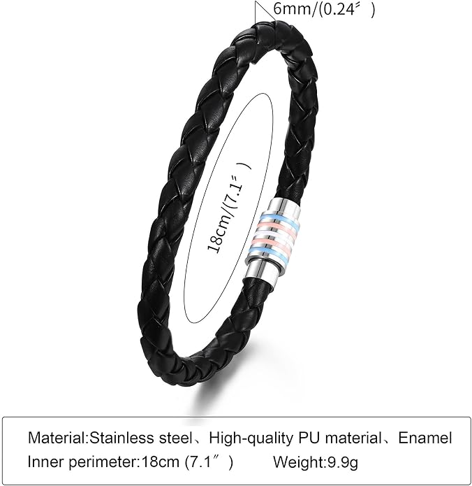 Nanafast Titanium Stainless Steel Rainbow LGBT Pride Bracelet Handmade Braided - Image 3