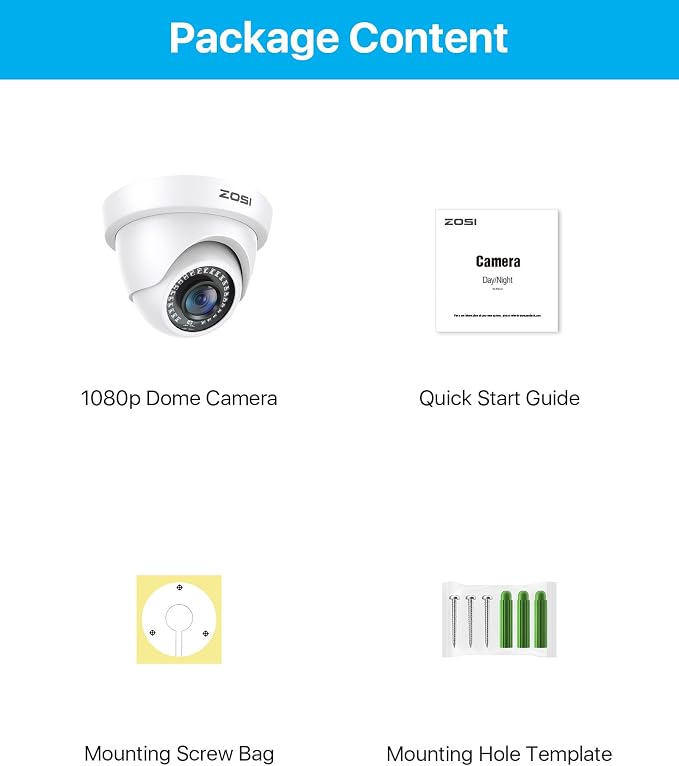ZOSI 1080p Dome Security Cameras, 2MP Day Night Weatherproof Surveillance CCTV - Image 9