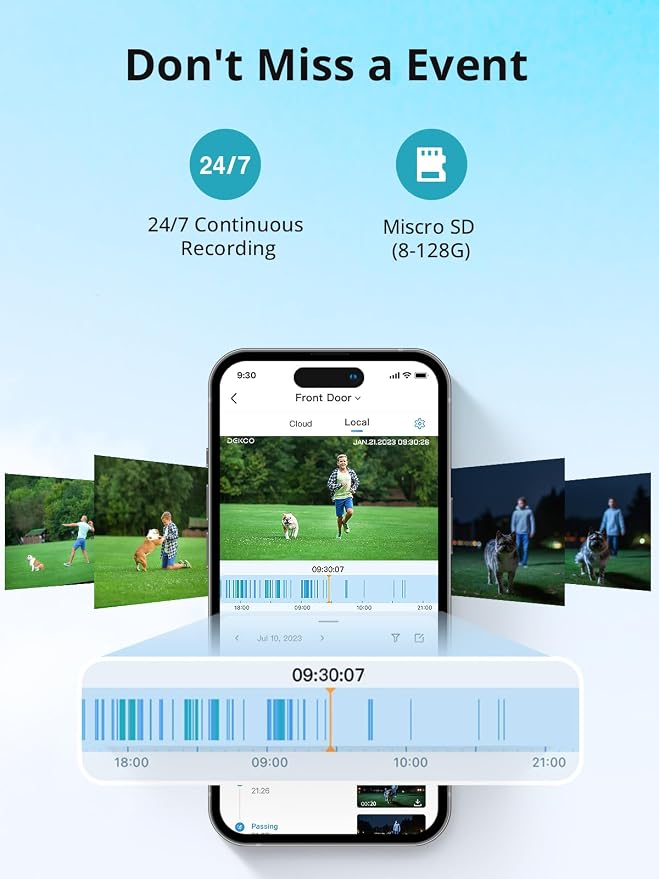 DEKCO WiFi Camera 2K Pan Rotating 180° Wired Outdoor Security Cameras - Image 3