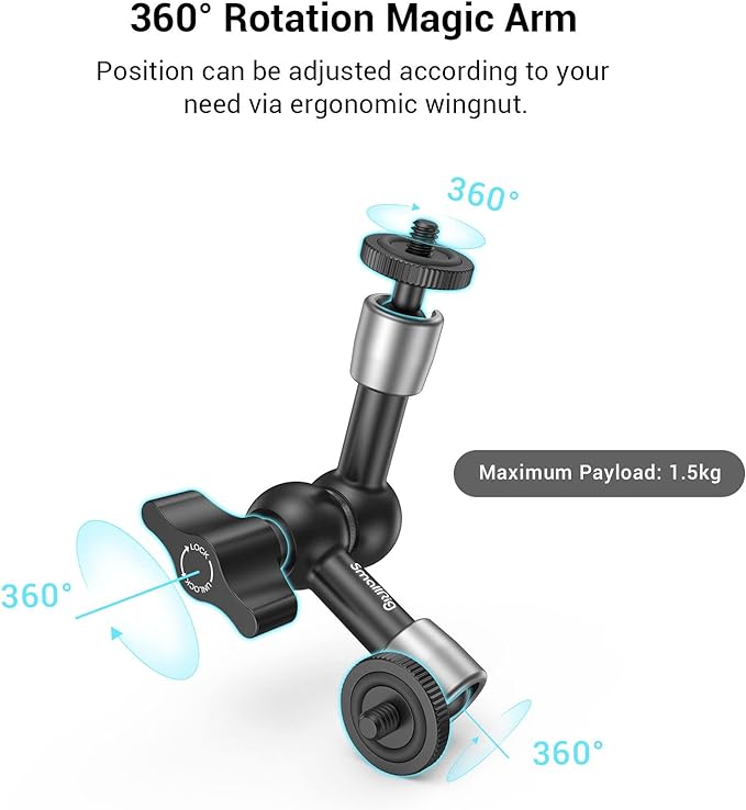 SMALLRIG Super Clamp w/ 1/4" and 3/8" Thread and 5.8 Inches Adjustable Friction - Image 3