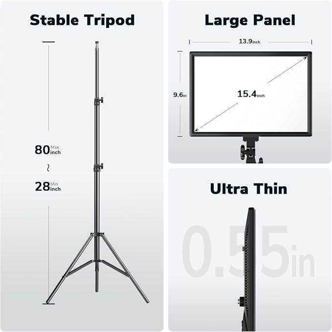 D50 LED Video Light Panel Lights 15.4", 2 Packs 45W 3000K-8000K Bi-Color - Image 5