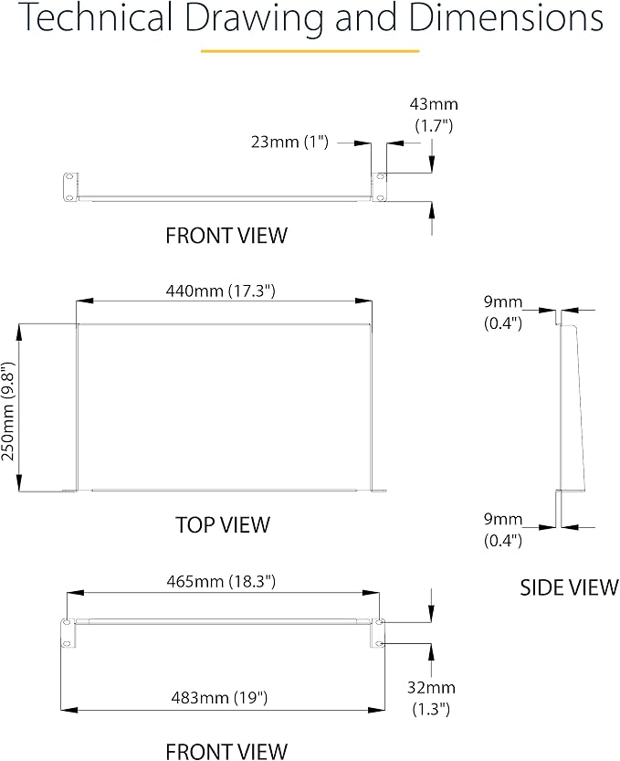 StarTech.com 1U Fixed Server Rack Mount Shelf - 10in Deep Steel Universal - Image 6