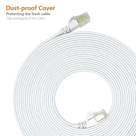 Cat7 Ethernet Cable 100FT-White-10Gbps High Speed Ultra Slim Outdoor&Indoor - Image 7