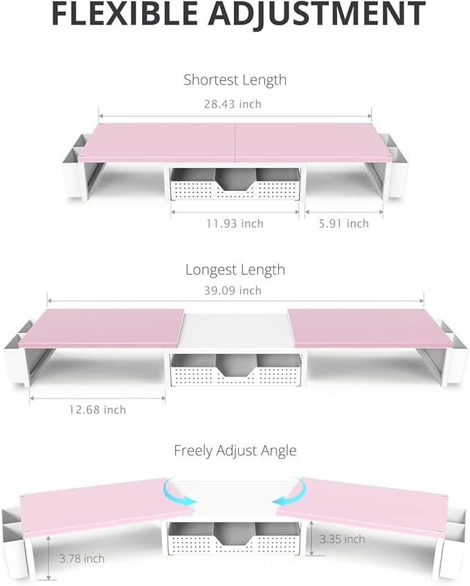 OPNICE Desk Organizers and Accessories, Dual Monitor Stand Riser - Image 3