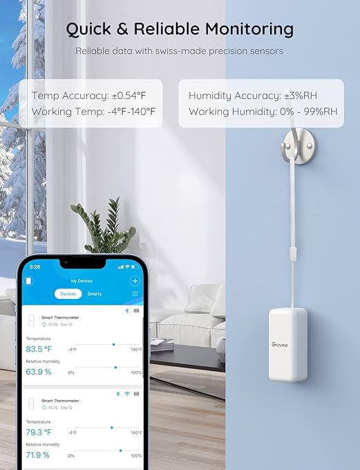 Govee WiFi Hygrometer Thermometer Sensor 3 Pack, Indoor Wireless Smart - Image 3